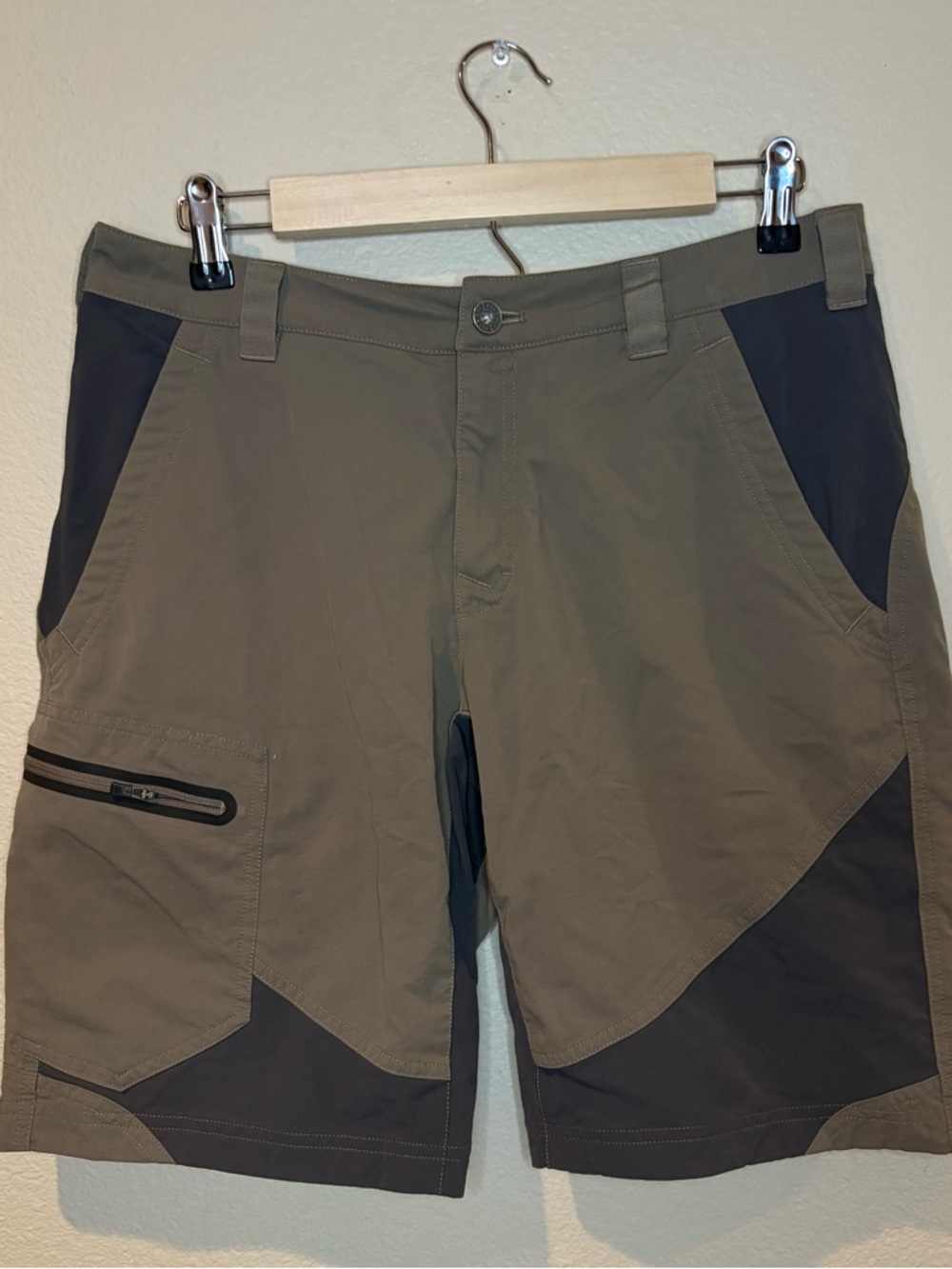 REI Venturi Mens Hiking Shorts Brown Charcoal Two Tone Cargo Technical Size 32